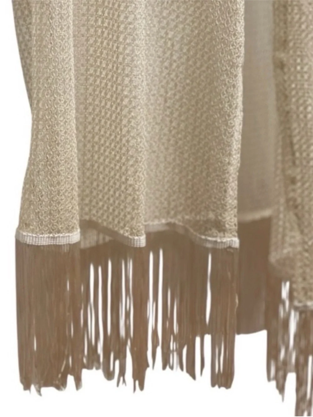 Cream Crochet Swim Cover Up Fringe Kimono Boho Resort OS